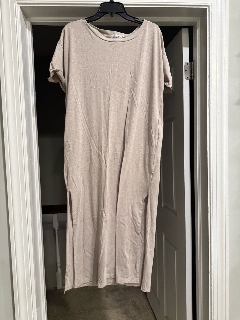 Cultures Code Tan Short-Sleeve T-Shirt Dress View 3